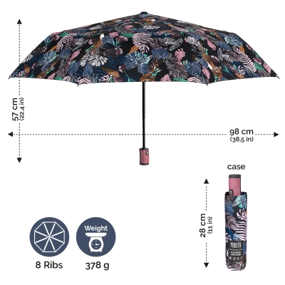 Дамски автоматичен Open-Close чадър Perletti Technology 21718, Розова дръжка