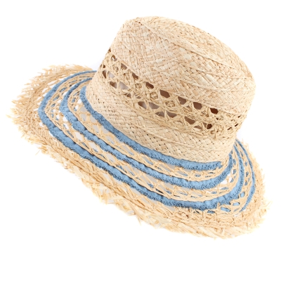 Pălărie cu boruri largi pentru femei Raffaello Bettini RB 22/21226, Natural/albastru