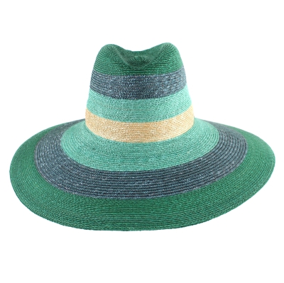 Pălărie de vară cu boruri largi Raffaello Bettini RB 22/20040, Verde/Albastru
