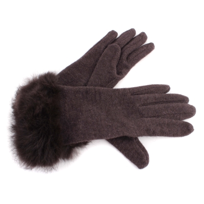 Дамски вълнени ръкавици MESS GL0318, Тъмнокафяв
