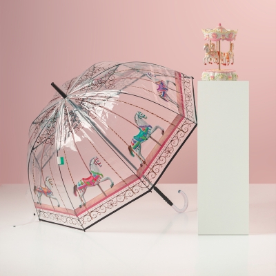 Umbrelă de golf automată transparentă pentru femei Perletti Time 26290, Carousel