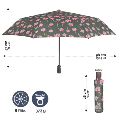 Ladies' automatic Open-Close umbrella Perletti Technology 21744, Green