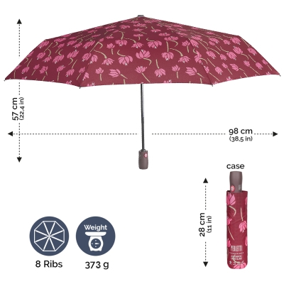 Ladies' automatic Open-Close umbrella Perletti Technology 21744, Bordeaux
