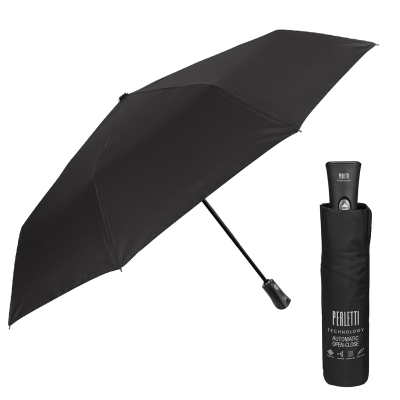 Мъжки автоматичен Open-Close чадър Perletti Technology 21670, Черен