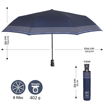 Umbrelă automată pentru bărbați Open-Close Perletti Technology 21760, Albastru inchis