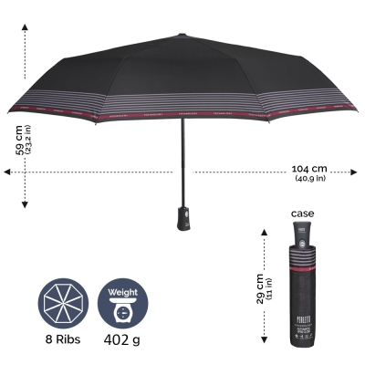 Men's automatic Open-Close umbrella Perletti Technology 21760, Black