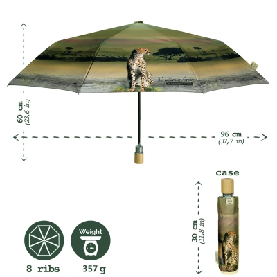 Ladies automatic umbrella Perletti Green 19133, Savannah Beige/Green
