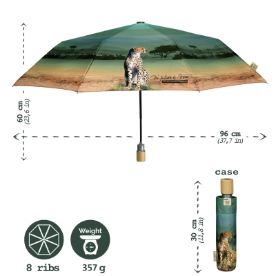 Umbrelă automată pentru femei Perletti Green 19133, Savannah Verde/Turcoaz