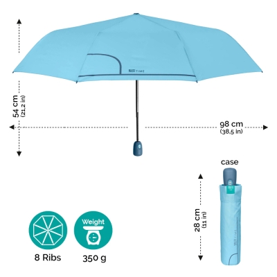 Ladies' automatic Open-Close umbrella Perletti Time 26294, Light blue