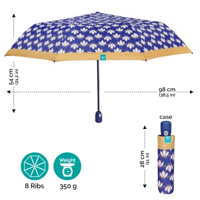 Ladies' automatic Open-Close umbrella Perletti Time 26314, Royal blue