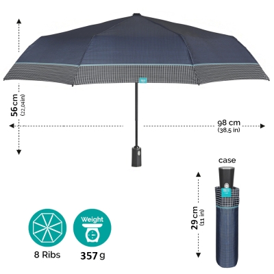 Men's automatic Open-Close umbrella Perletti Time 26344, Dark blue