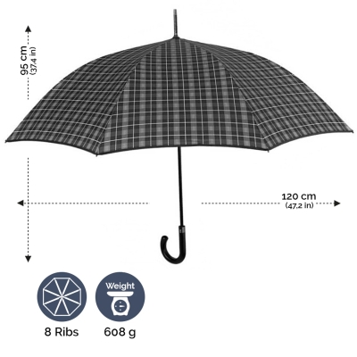Umbrelă de golf automată pentru bărbați Perletti Technology 21711, Pătrat gri