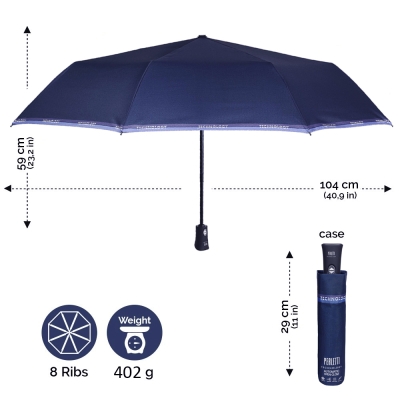 Umbrelă automată pentru bărbați Open-Close Perletti Technology 21765, Albastru inchis