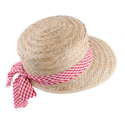 Ladies' Straw Hat HatYou CEP042, Red Check