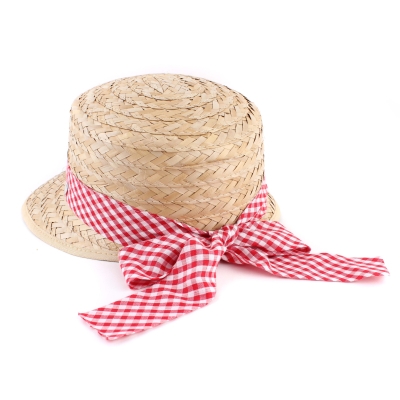 Ladies' Straw Hat HatYou CEP042, Red Check