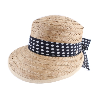 Ladies' Straw Hat HatYou CEP042, Navy Blue/Dots