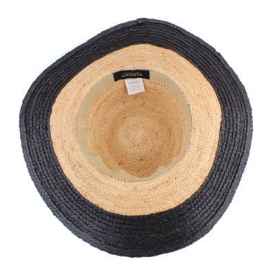 Pălărie din rafie cu boruri late pentru femei Fratelli Mazzanti FM 8135, Natural/Negru
