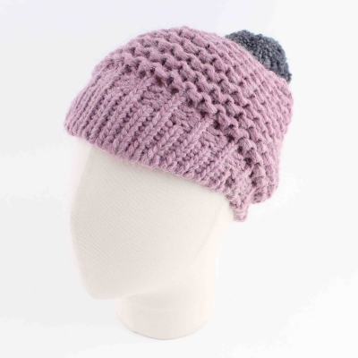 Knitted round scarf and hat set Raffaello Bettini RB SC 014 / 2622E & 011/1320, Purple