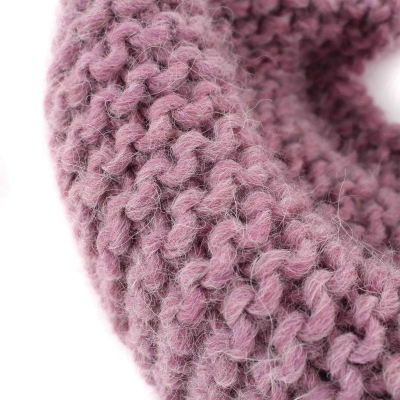 Knitted round scarf and hat set Raffaello Bettini RB SC 014 / 2622E & 011/1320, Purple