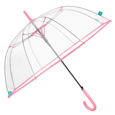 Ladies' Transparent Automatic Golf Umbrella Perletti Time 26333, Transparent/Pink