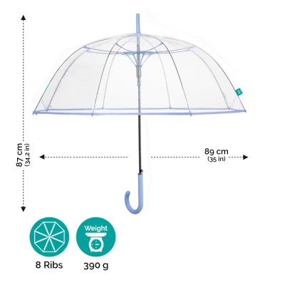 Umbrelă de golf automată transparentă pentru femei Perletti Time 26333, Transparentă/roz