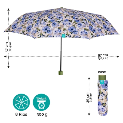 Ladies' manual umbrella Perletti Time 26304, Purple flowers
