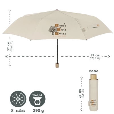 Ladies' manual umbrella Perletti Green 19117, Cream