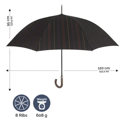 Umbrelă de golf automată pentru bărbați Perletti Technology 21709, Maro/ dungi
