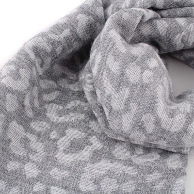 Ladies' winter scarf Pulcra Umberto, 58x190 cm, Grey/Leopard