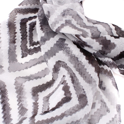 Дамски шал HatYou SI0763-99, 40х160 см, Черно-бял