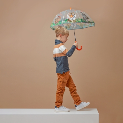 Детски неавтоматичен чадър Perletti CoolKids Safari 15619, Прозрачен