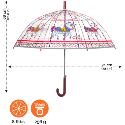 Umbrela pentru copii Perletti CoolKids Carusel 15629, Transparent
