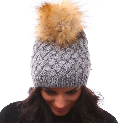 зимна плетена шапка с вълна и алпака